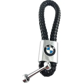 Kožená smart klíčenka BMW s logem a kroužkem z nerezové oceli