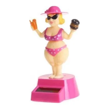 Zahradní dekorace Solární tančící dekorace madam s kloboukem růžová