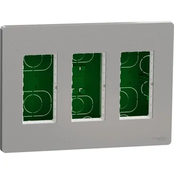 Elektrická zásuvka jednotka centrální 3x4 modulů zapuštěná, Aluminium Unica System+ NU173430