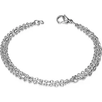 Náramek Ocelový dvoj náramek, dva řetízky spojené karabinkou a očkem