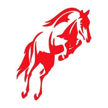 Samolepící dekorace SAMOLEPKA Kůň 099 pravá ve skoku na zadních (10 - červená) NA AUTO, NÁLEPKA, FÓLIE, POLEP, TUNING, VLASTNÍ TEXT, TISK, AUTOSAMOLEPKY.cz, POLEPY, OBRÁZEK, LOGO, SAMOLEPKY