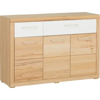 Komoda Masivní komoda jádrový BUK masiv/bílá matná MDF BERLIN-S02-1B