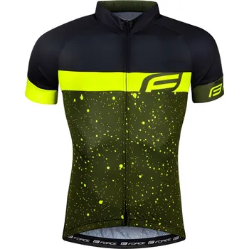 cyklistický dres dres FORCE SPRAY krátký rukáv, army-fluo S