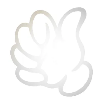 Samolepící dekorace Ruka 002 levá palec nahoru (82 - odrazková reflexní bílá) SAMOLEPKA NA AUTO, NÁLEPKA, FÓLIE, POLEP, TUNING, VLASTNÍ TEXT, TISK, AUTOSAMOLEPKY.cz, POLEPY, OBRÁZEK, LOGO, 3D STICKERS