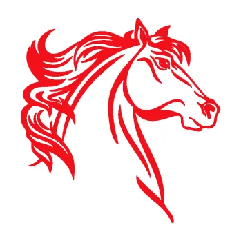 Samolepící dekorace SAMOLEPKA Kůň 100 pravá (10 - červená) NA AUTO, NÁLEPKA, FÓLIE, POLEP, TUNING, VLASTNÍ TEXT, TISK, AUTOSAMOLEPKY.cz, POLEPY, OBRÁZEK, LOGO, SAMOLEPKY