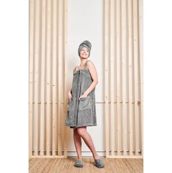 Dámské šaty LUIN LIVING luxusní dámské saunové šaty, granitově šedé - LUI-KILTDAM-GRASE