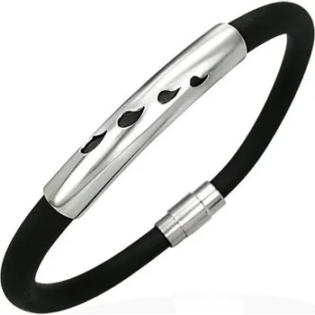 Náramek Pryžový náramek s ocelovým zapínáním a vzorem - TBZ029BA