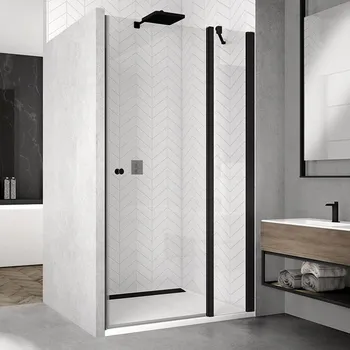 RONAL SOLINO Black Jednokřídlé dveře s pevnou stěnou v rovině / 1 strana rohového vstupu SOL13SM10688