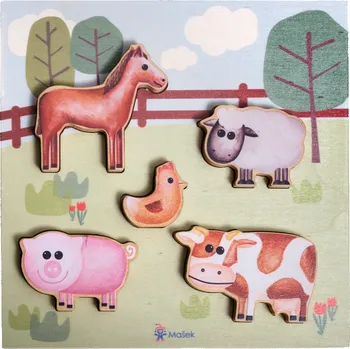 Dřevěná hračka Dřevěná zvířátka farma - vkládačka