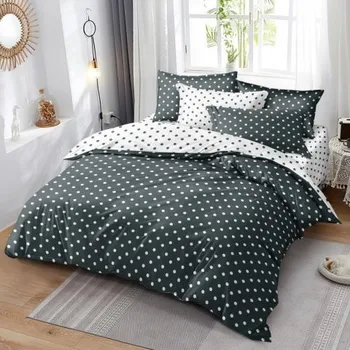 Povlečení KSTL 7-dílné oboustranné bavlněné povlečení Puntíky šedá a bílá