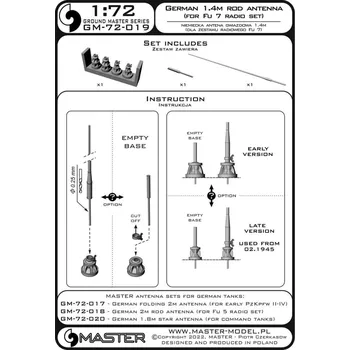 Plastikový model 1/72 German WWII 1,4m rod antenna for Fu 7 radio