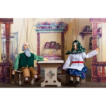 Loutkové divadlo Rekvizita - selský stůl a dvě židle