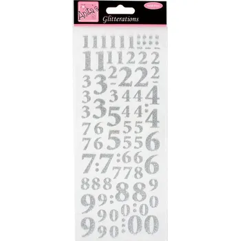 samolepka WEST DESIGN Samolepky třpytivé Čísla stříbrná