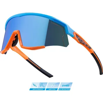 cyklistické brýle brýle FORCE SONIC modro-oranž., modré zrc. sklo