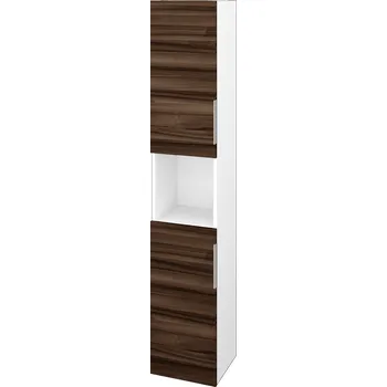 Koupelnový nábytek Dřevojas Vysoká skříň DOS SVD2O 35 - N01 Bílá lesk / Úchytka T05 / D06 Ořech / Pravé