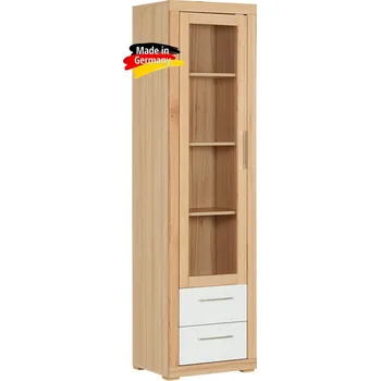 Policová skříň Masivní vitrína jádrový BUK masiv/bílá matná MDF - BERLIN BERLIN-V01A-1B