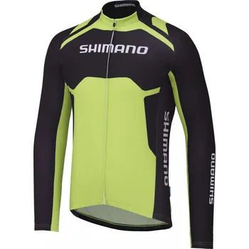 cyklistický dres SHIMANO Thermal Print dres s dlouhým rukávem Team, Electric zelená, M
