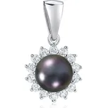 Stříbrný přívěsek s přírodní černou perlou v barvě Tahiti