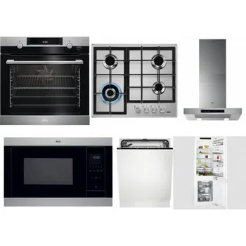 Set domácích spotřebičů AEG Mastery SteamBake BCK455350M + AEG Mastery StepPower HGB64420SM + AEG Mastery DBB5660HM + AEG Mastery MSB2547D-M + AEG FSK73607Z + AEG Mastery FlexiShelf SCE818D3LC