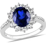 Stříbrný prsten princezny Kate se syntetickým Safírem