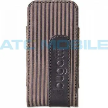 Pouzdro na mobilní telefon Pouzdro Bugatti TWIN striped, kožené, vel. L (12,6 x 7,0 cm) hnědé s proužkem a zpět 2 Kč s ATC Clubem