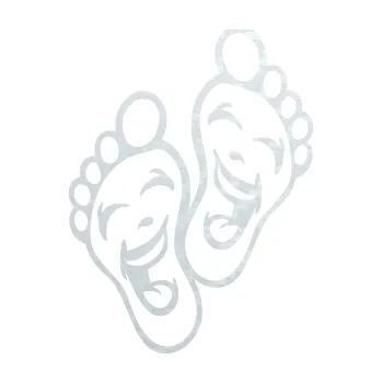 Samolepící dekorace SAMOLEPKA Nožičky 001 levá s úsměvem (51 - 3D karbon bílý) NA AUTO, NÁLEPKA, FÓLIE, POLEP, TUNING, VLASTNÍ TEXT, TISK, AUTOSAMOLEPKY.cz, POLEPY, OBRÁZEK, LOGO, SAMOLEPKY