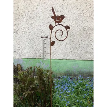 Zahradní dekorace Zahradní zápich srážkoměr s ptáčkem