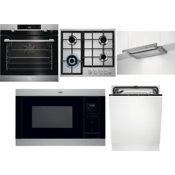 Set domácích spotřebičů AEG Mastery SteamBake BCK455350M + AEG Mastery StepPower HGB64420SM + AEG DPE5660M + AEG Mastery MSB2547D-M + AEG FSK73607Z
