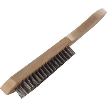 Drátěný kartáč Kartáč ruční ocel 4 - řadý - dřevěná rukojeť