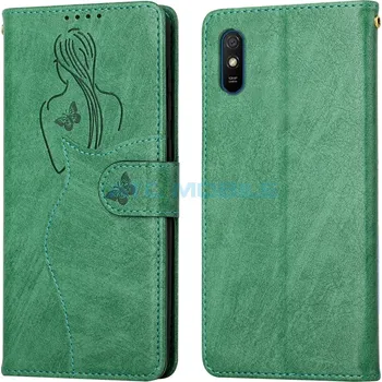 Pouzdro na mobilní telefon Pouzdro Book Xiaomi Redmi 9A, 9AT Beauty Girl Pattern otevírací zelené a zpět 14 Kč s ATC Clubem