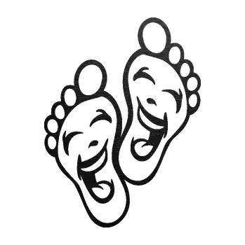 Samolepící dekorace SAMOLEPKA Nožičky 001 levá s úsměvem (63 - škrábaný kov černý) NA AUTO, NÁLEPKA, FÓLIE, POLEP, TUNING, VLASTNÍ TEXT, TISK, AUTOSAMOLEPKY.cz, POLEPY, OBRÁZEK, LOGO, SAMOLEPKY