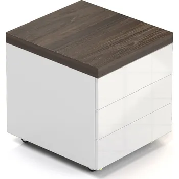 Zásuvkový kontejner NABYTEK-DESIGNOVY.CZ - DLKT13 - Kontejner SOLID, pojízdný se 3 zásuvkami, šířka 50cm, hlobka 60cm, výška 59cm, jilm royal/bílá