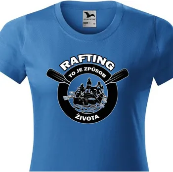 Pánské tričko STRIKER Dámské tričko Rafting to je způsob života Barva: Modrá, Velikost: XS