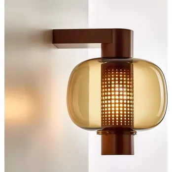 Nástěnné svítidlo Brokis Nástěnná lampa Bonbori Wall Down PC1280, smoke brown / copper metallic