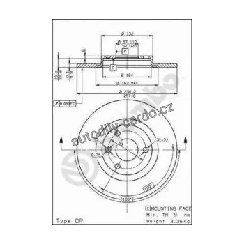 Brzdový kotouč Brzdový kotouč BREMBO 08.5265.10 - CITROËN