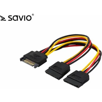 Kabel do PC Elmak SATA 15-pin - SATA 15-pin x2, 0,18m, vícebarevný (SAVIO AK-17)