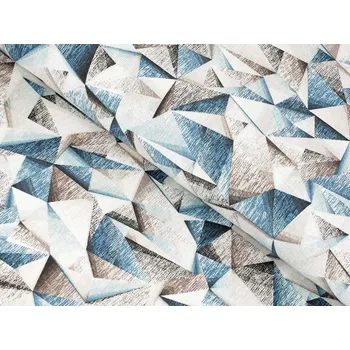 Dekorační látka Porto PRT-007 Modro-hnědé krystaly - šířka 280 cm