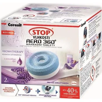 Pohlcovač vlhkosti Ceresit Stop vlhkosti, AROMATHERAPY LEVANDULE náhradní tablety Aero 2x 450g