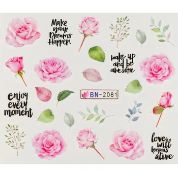 Lak na nehty BIO NAILS Vodolepka BN-2081 květy a nápisy