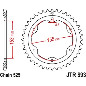 Řetězová sada pro motocykl JT rozeta 4642 38 KTM 1290 SUPERDUKE (14-18) (464238JTZBK) (řetěz525) barva černá - nahrazuje JTR893.38 (JT rozeta 4642 38 KTM 1290 SUPERDUKE (14-18) (464238JTZBK) (řetěz525) barva černá - nahrazuje JTR893.38)