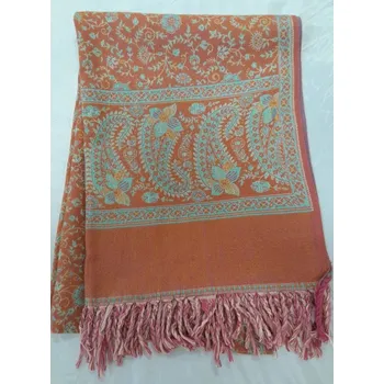 Pléd tyrkysovo - cihlový s květinovým vzorem var.: A