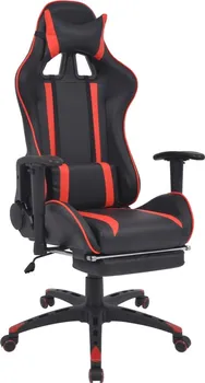 Herní židle Polohovací kancelářská herní židle s podnožkou 20168 černá/červená