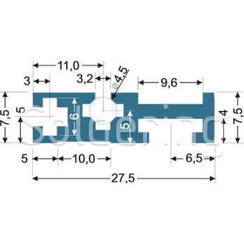 Stavební profil Hliníkový profil 2, 19" Rack, lišta, délka 208,3 mm - 105002500