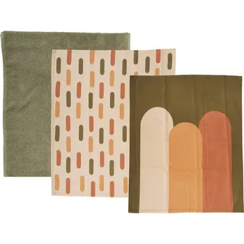 Utěrka Kuchyňské utěrky 3ks mechově zelená nefrit Present Time (Barva-mechově zelená)