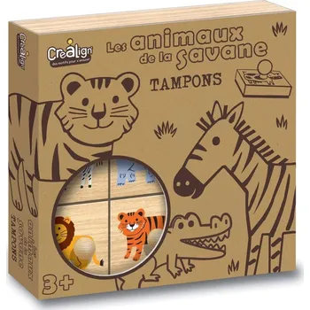 Dětské razítko Dřevěná razítka s držákem - Savana