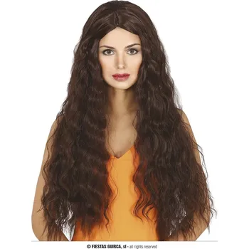 Karnevalová paruka Guirca Fiestas Španělsko Dlouhá hnědá dámská paruka s vlnitými vlasy