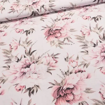 Směsové plátno 2023-13, velké růžové růže, š.140cm (látka v metráži)