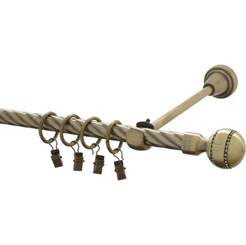 Garnýž kovová 120 cm kroucená jednořadá 16 Paola crystal mosaz