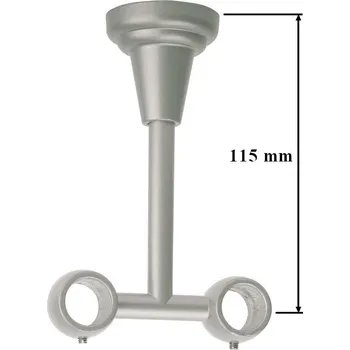 Stropní konzole 2-řadá pro tyč 16mm - matná stříbrná