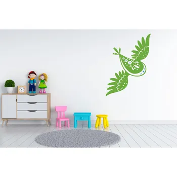 Samolepící dekorace Lepy.cz Samolepka na zeď Kouzelný les - Pták Velikost (šířka x výška): 20x27cm, Kombinace barev sety: Ledová modrá + lipová zelená